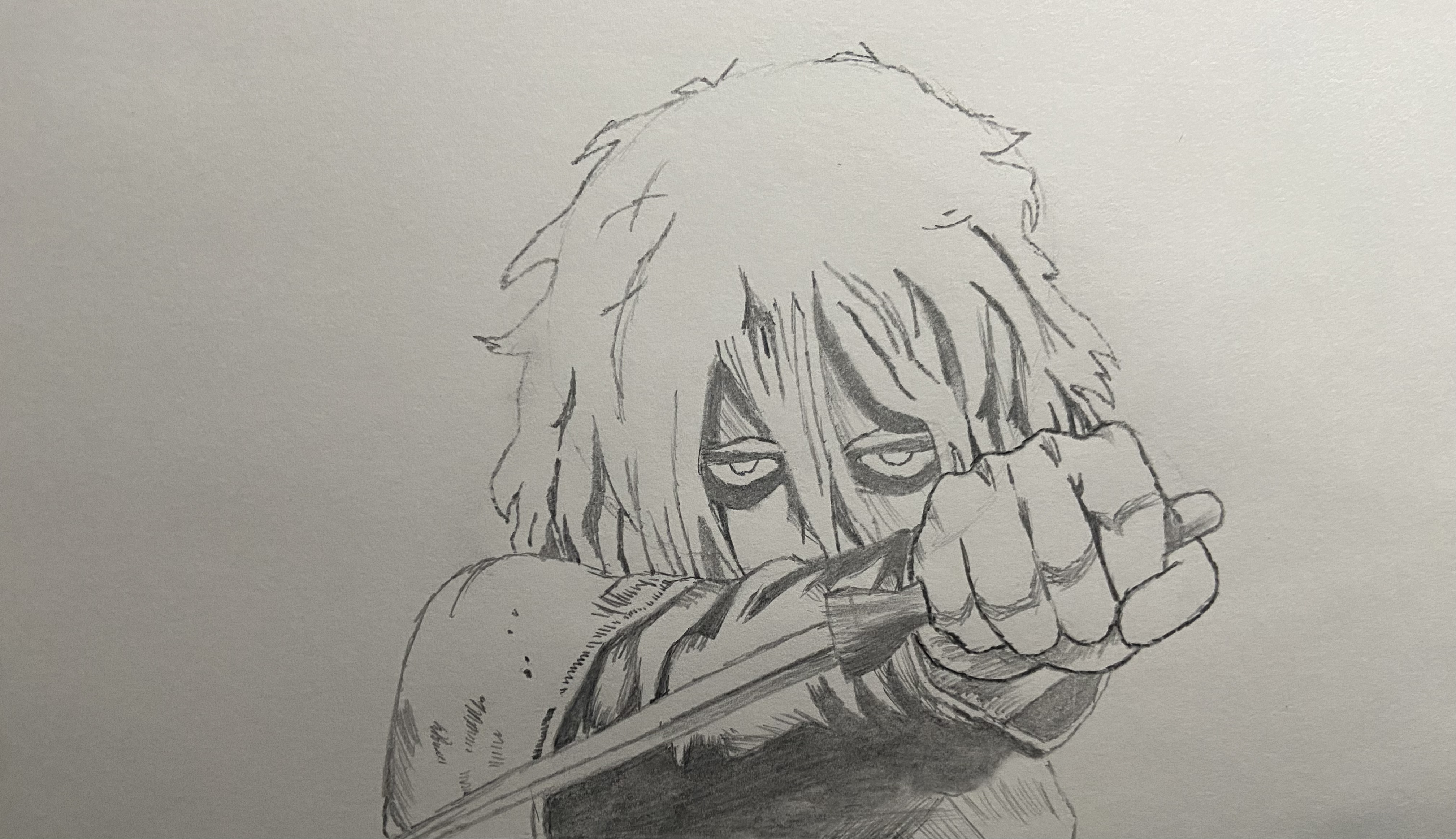 Character with sword pencil sketch