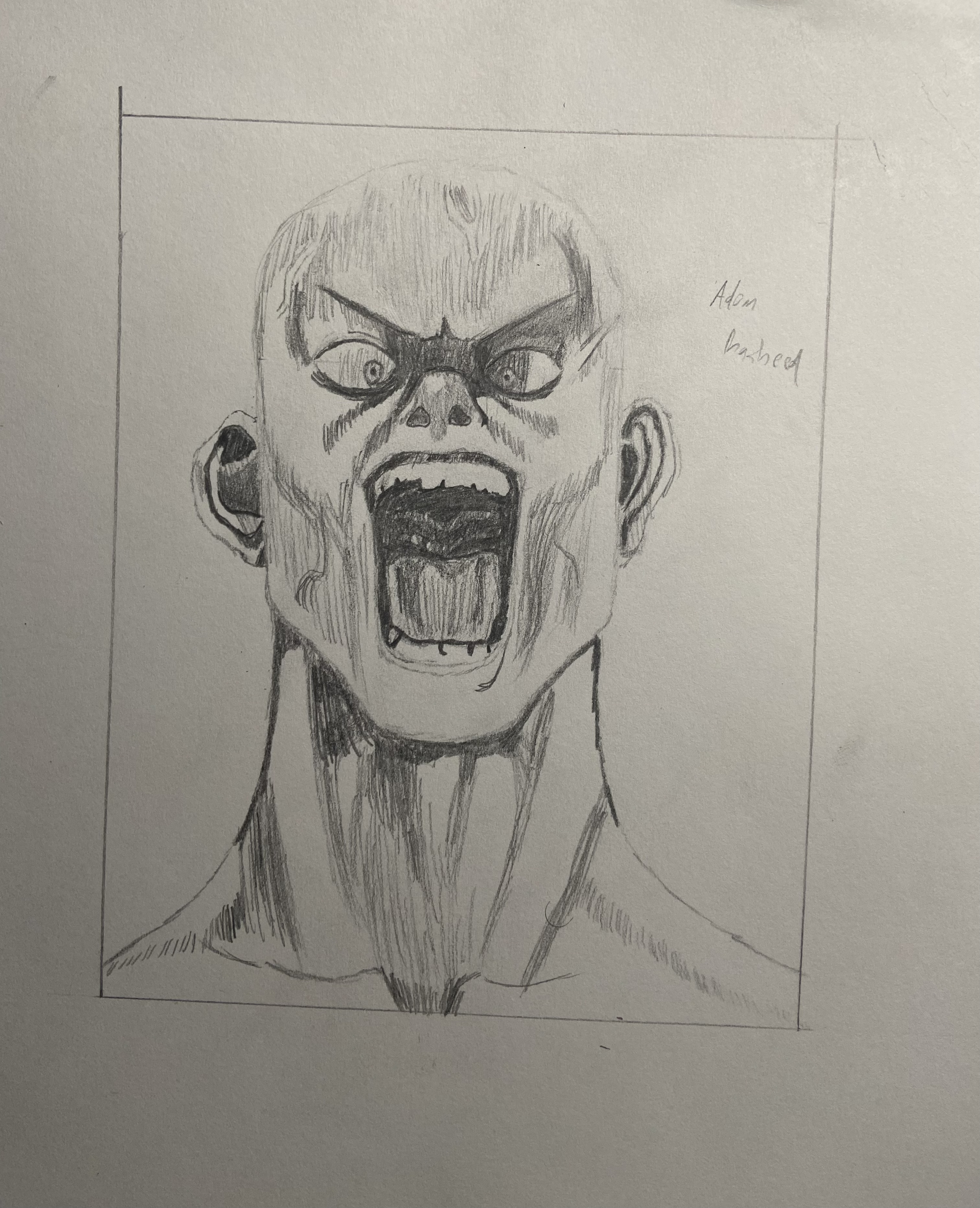 Screaming face with angry expression